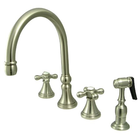 Kingston Brass Widespread Kitchen Faucet, Brushed Nickel KS2798AXBS